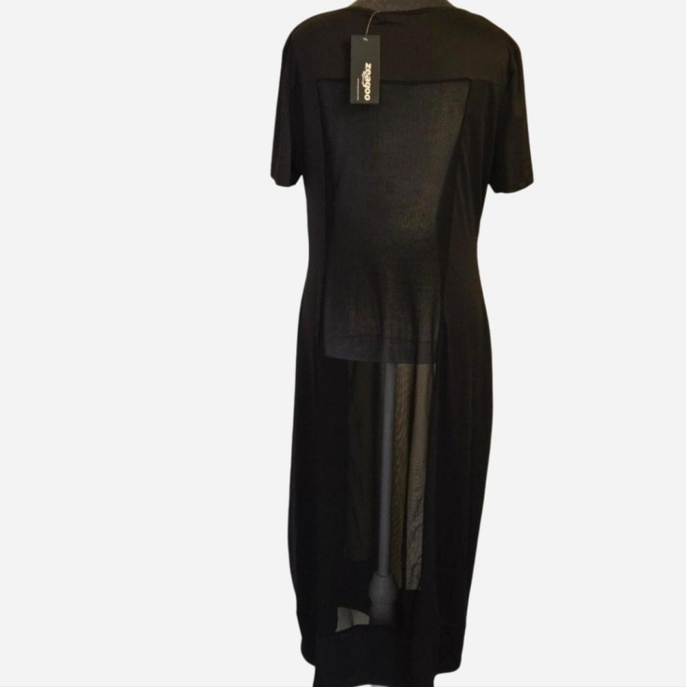 SOLD!!! Black Sheer Zeagoo Cover Up, Bodycon Dress - Picture 2 of 4